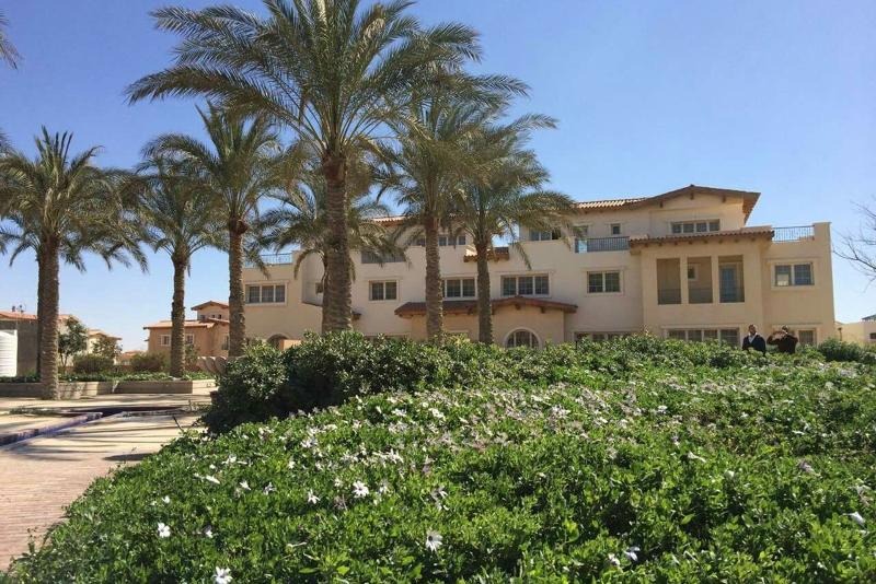 نخيل وشجيرات أمام فيلا بعد تنفيذ لاندسكيب